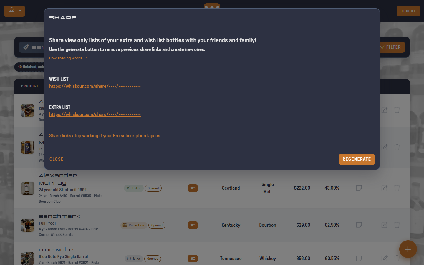 Share dialog