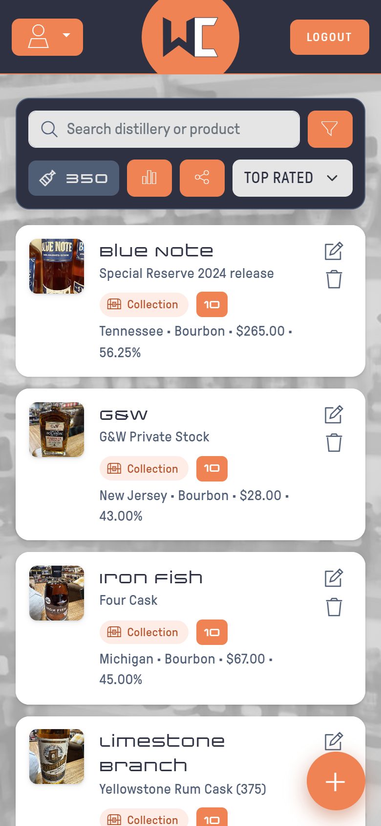 WhiskCur collection on a phone